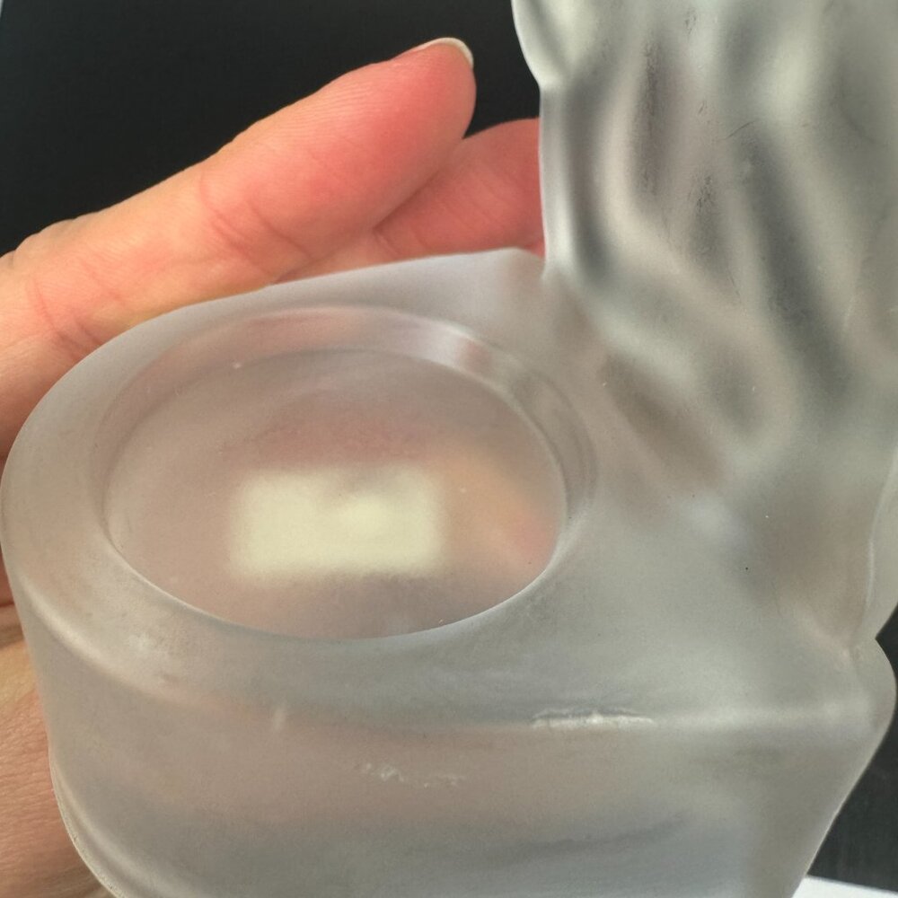 Vtg Penco Clear Frosted Glass Angel Cherub Tea Light Small Candle Holder Figure - Picture 10 of 11